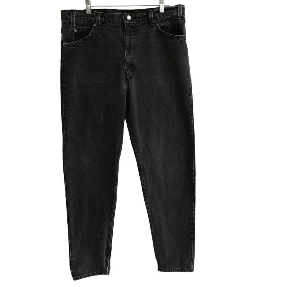 Vintage Levi’s 550 relaxed fit‎ tapered legged black denim orange tab jeans 38